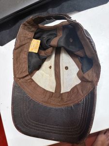 Brown Faux Leather Cap