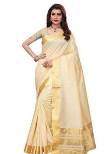 Elegant Cream & Gold Saree