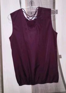 Stylish dark purple Lattice Back Top