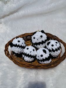 5 Cute Crochet Panda plush Keychains