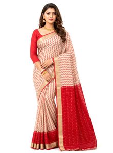 Red &amp; Cream cotton silk Saree