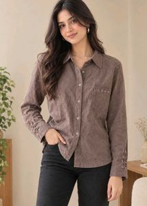 Mushroom Brown Suede-Finish Shirt/Jacket