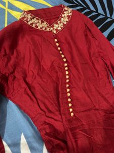 Red Embroidered gown