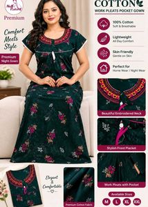 Elegant Floral Cotton Nightgown
