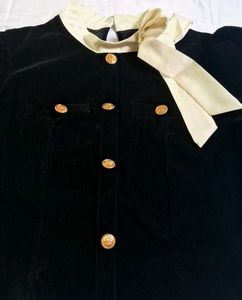 Vintage Black Velvet Skirt Suit