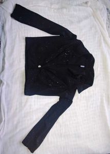 Sparkling Black Cropped Shrug Jacket