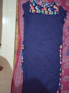 Stylish Blue Kurti with Geometric Detail
