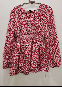 Floral Smocked Waist Blouse
