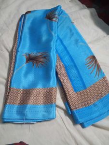Elegant Blue Floral Saree without blouse offer