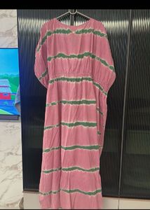 Pink & Green Tie-Dye Maxi Dress