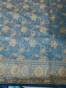 Elegant Teal Resham work Saree from Khadi