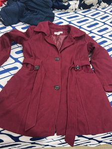 Burgundy belted coat