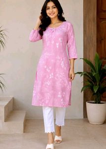 Pink Floral Print Kurta