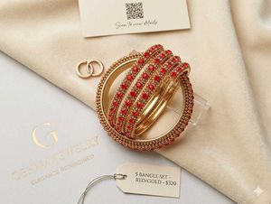 Stunning Red & Gold Bangle Set