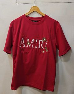 Amiri Red Embroidered Logo T-Shirt