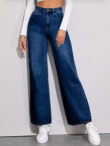 Blue Denim Wide Leg Jeans