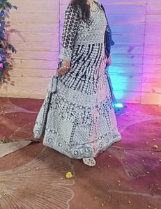 Bridal Engagement Skirt Kurti With Mirror Work