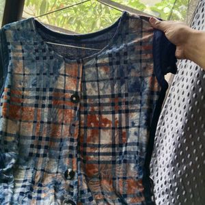 Plaid Button-Up double layer Kurta