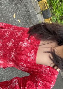 Red Floral kurta