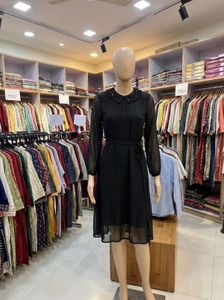 Elegant Black Beaded Collar Dress