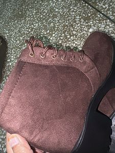 Brown Lace-Up Ankle Boots with Buckle