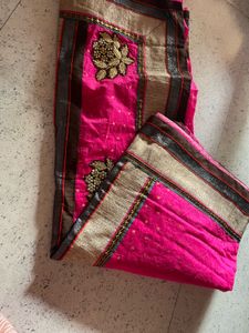 Embroidered Pink Saree
