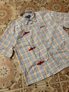 TECHNICOLOUR STRIPED CROPPED SHIRT