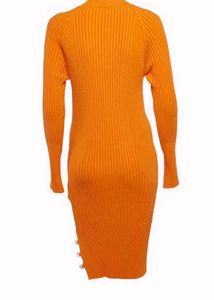 Ribbed Knit Dress with High Slit