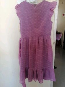Purple Polka Dot Ruffle Dress