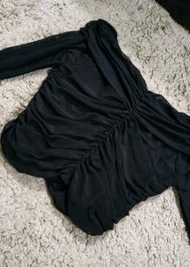 Chic Off-Shoulder Ruched Mesh Top
