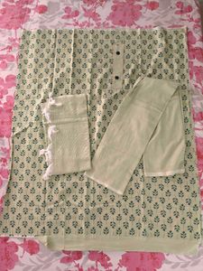 Green Printed Kurta Suit Material