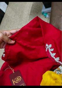 Elegant Red Embroidered Kurta