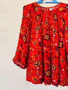 Boho Red Floral Print Kurta