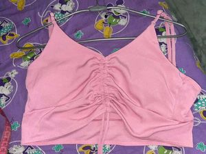 SHEIN Cute Ruched Spaghetti Strap Crop Top