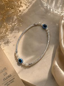 Evil Eye &amp; Pearl Anklet