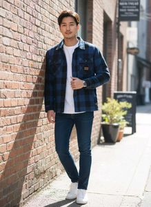 Dickies Men's Blue Plaid Flannel Jacket