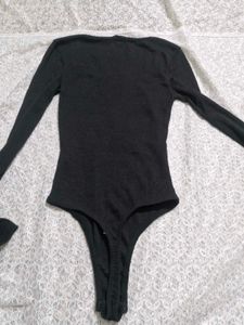 Black Zip Front Bodysuit