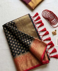 Elegant Black & Gold Banarasi Saree