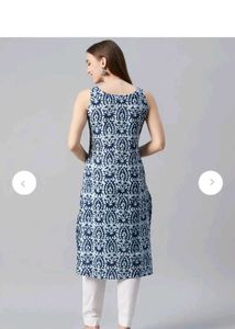 Anayna Blue &amp; White Printed Sleeveless Kurta
