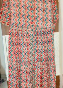 Vibrant Zigzag Print Kurta, long Full flared lengt