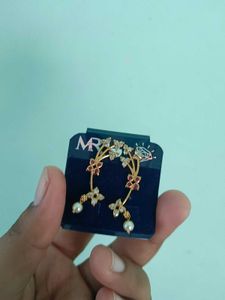Elegant Floral Pearl Dangle Earrings