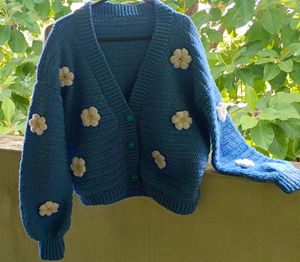 crochet blue cardigan