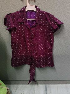 Chic Polka Dot Tie-Front Top