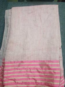 Elegant Pink & Beige Striped Saree