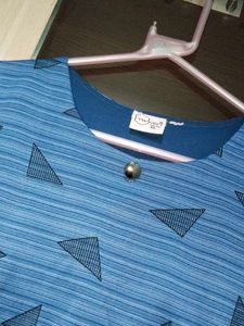 Blue Geometric Print Peplum Top