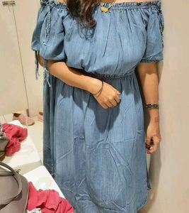 Denim Off-Shoulder Dress