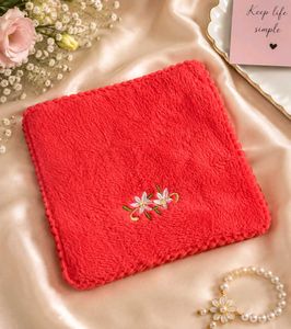 Embroidered Red super Soft microfiber handkerchief