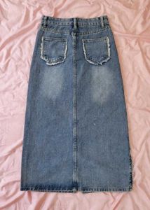 Blue Denim Maxi Skirt