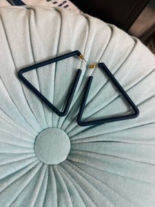 Navy Blue Geometric Acrylic Triangle Hoop Earrings