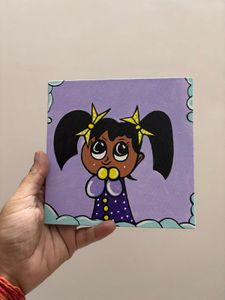 Cute Cartoon Girl Painting